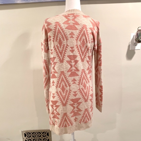 Pink Rose Tribal Aztec Print Open Cardigan - Picture 4 of 7